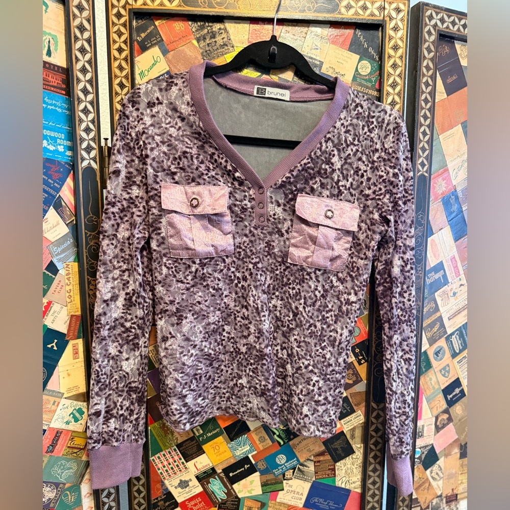 Purple Leopard Long Sleeve Top